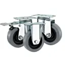 Bánh xe TPR xám chống tĩnh điện càng thép mặt bích tải nhẹ